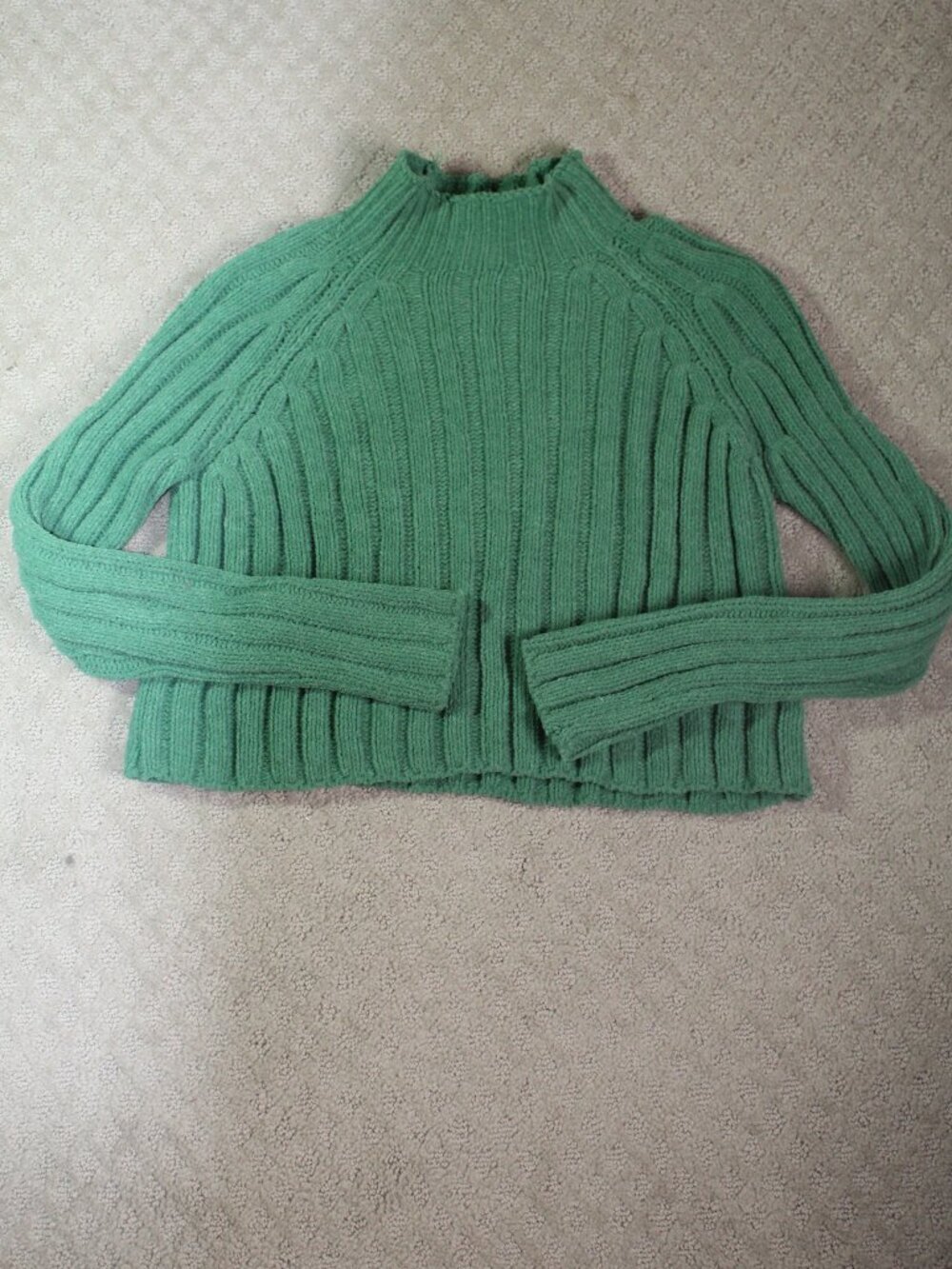 American Eagle Green Mock Neck Pullover Knit Cropped Sweater Size XS